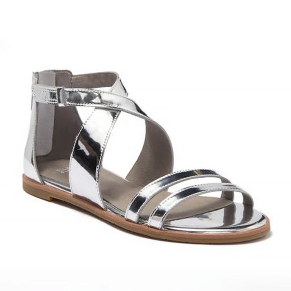 NWOT EILEEN FISHER Cici Velcro Sandal in Silver Sz 8.5 - Picture 1 of 12